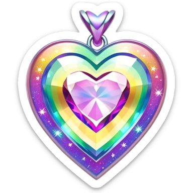 heart shaped mystic topaz holographic charm with rainbow sparkles sticker