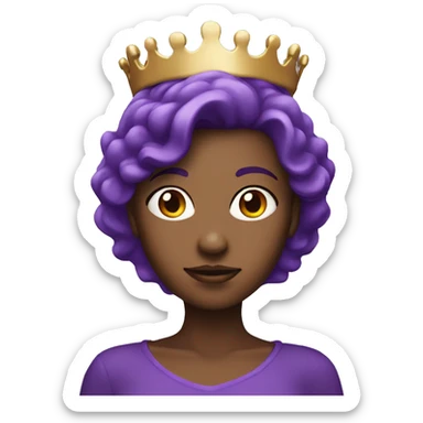 Purple head girl with crown sticker