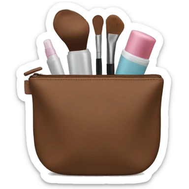 Brown Cosmetic Bag with cosmetics sticker