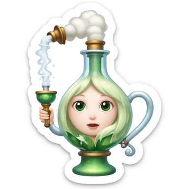 Fairy with a big bong with steam coming out of it sticker