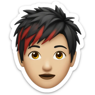 Female punk,red and black short hair sticker