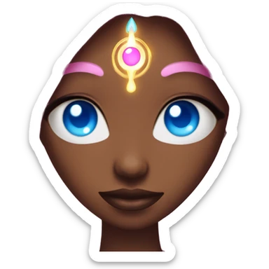 magical diva with thin pink andromedan skin long hair and blue eyes glowing third eye sticker