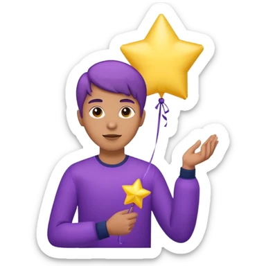 holding purple yellow star balloon sticker