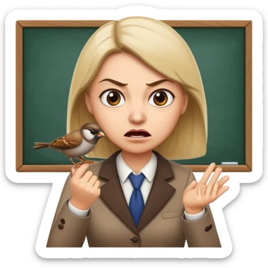 Angry teacher will scold Sparrow in the Busi School sticker