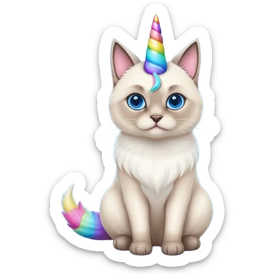 Siamese cat with a unicorn horn sticker
