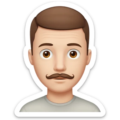 Pale man with short buzz cut brown hair with chin beard and mustache  sticker