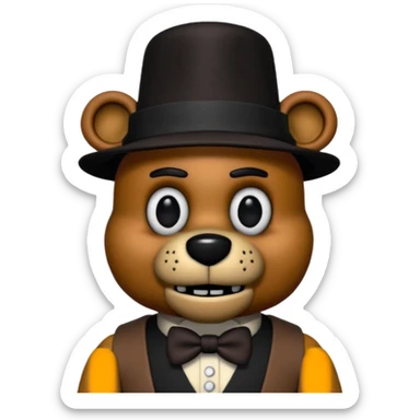 Freddy Fazbear with black and tiny hat from Five Nights At Freddy's Movie sticker