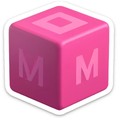 pink block, slightly 3D, gentle shadow sticker