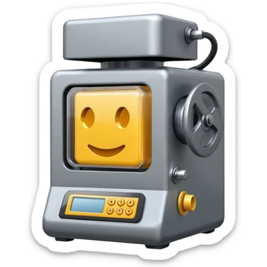 Crea un emoji de una maquina que sea una picadora de plastico sticker