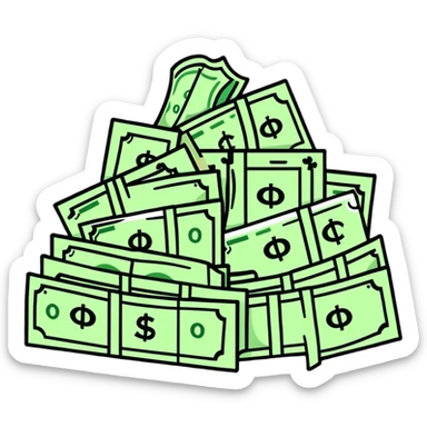 mountain of cash money bills sticker