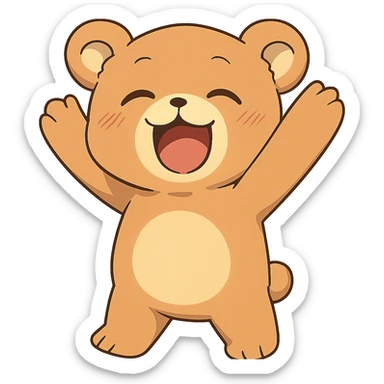 anime style happy bear sticker
