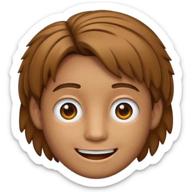 Crie um emoji de um menino com o cabelo castanho claro com uma franja e o corte low fade sticker