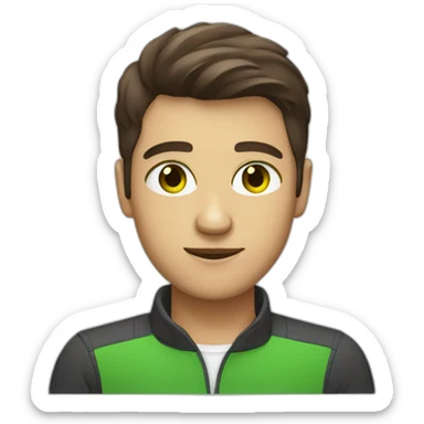 programmer with dark brown fade haircut green eyes sticker