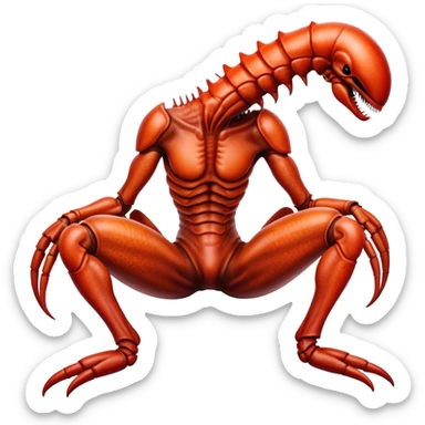 xenomorph alien in lobster skin in man legs sticker