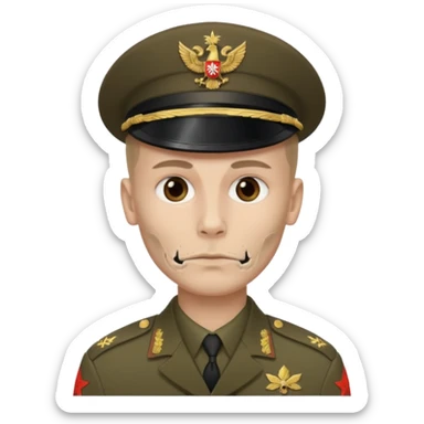 generate a realistic Russian soldier, but with a bare skull instead of a head sticker