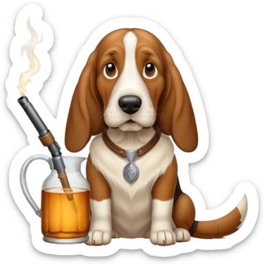 hillbilly basset hound with moonshine and a gun sticker