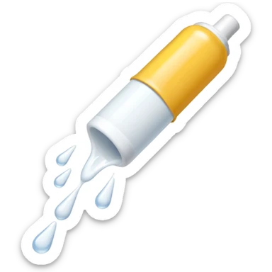 individual white glue white drops falling and dripping out of a tube sticker