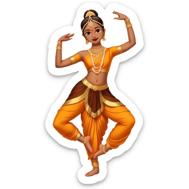 cinematic-realistic-bharatanatyam-dance-emoji,-depicted-as-an-elegant-classical-indian-dance-performance-with-graceful-poses,-intricate-costumes,-and-expressive-hand-gestures,-rendered-with-rich-textures-and-warm-dramatic-lighting, single dancer full body  sticker