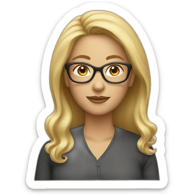 Blonde woman long hair glasses 50 years old sticker