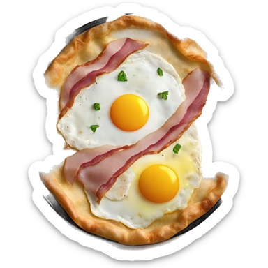 The Galette Complète is a classic savory dish from Brittany in France, made from a buckwheat crepe filled with ham, cheese, and a sunny-side-up egg. sticker