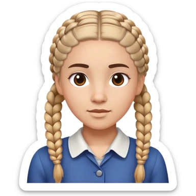 Character with neat French braids hairstyle sticker