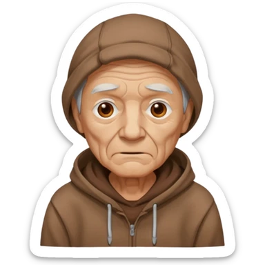 old man with brown hoodie sticker