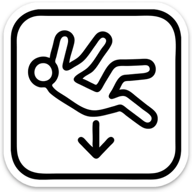 minimalist outlined icon representing the concept of 'düşmek' (to fall) sticker