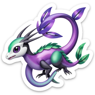 Violet-purple-black-white-gradients Meloetta-Rayquaza-Chatot-Pokémon-Fakémon-creature sticker