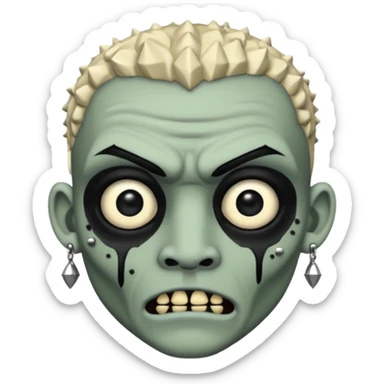 Zumbi man, white, black eye, studded earrings on both ears sticker