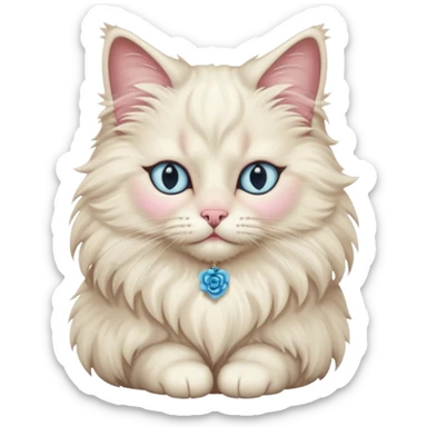 Neva masquerade cat, very fluffy, with pale blue eyes and rose nose sticker