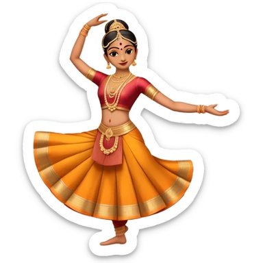 cinematic-realistic-bharatanatyam-dance-emoji,-depicted-as-an-elegant-classical-indian-dance-performance-with-graceful-poses,-intricate-costumes,-and-expressive-hand-gestures,-rendered-with-rich-textures-and-warm-dramatic-lighting, single danceer sticker