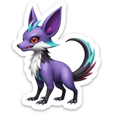 Shiny Cute Noibat-Noivern-Mightyena-Silvally-Fakémon-hybrid-creature (full body)  sticker