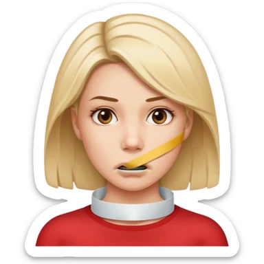 woman with censorship tape over mouth sticker