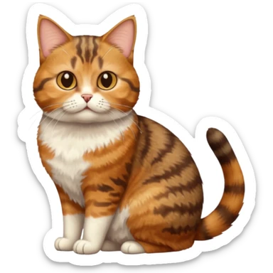 full body torbie cat with small head and short but chubby body sticker