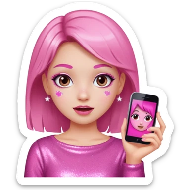 glitter pink girl naughty selfie sticker