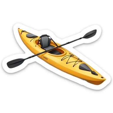 An icon showing a close-up of a sleek kayak with double-bladed paddles gliding through water. Splashes surround the boat as it cuts across a calm surface, symbolizing speed and focus. Transparent background emphasizes the dynamic and personal nature of kayak paddling. sticker