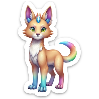 Cute Kawaii Epic Ethereal Sparkly Colorful Sergal-Caracal-Vernid full body sticker
