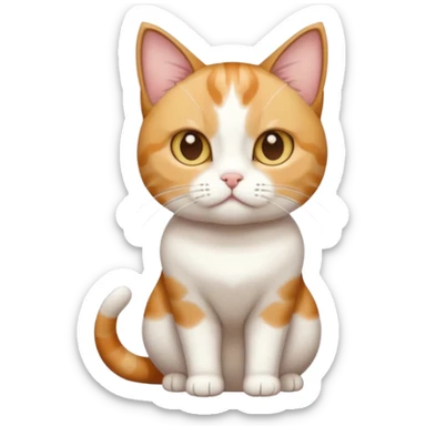 full body calico tabby + white cat with tiny head and fat body sticker