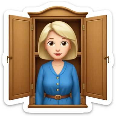 A character from the fairy tale Beauty and the Beast: the middle-aged lady (around 40 years old) who was turned into a wardrobe. She retains the wardrobe's original form, with an anthropomorphic face on the closed cabinet. sticker