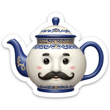 a teapot with mustache  sticker