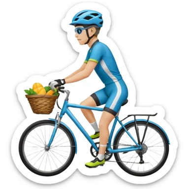 Cyclist with front basket sticker