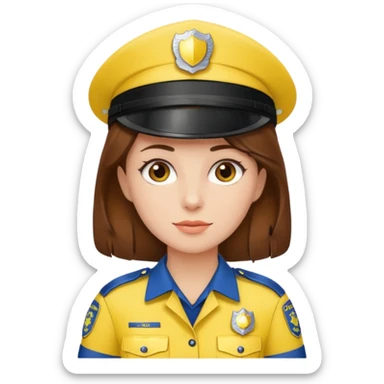 Female POLICE IN YELLOW, Brown hair sticker