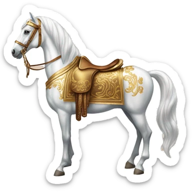 Gilded saddle vintage piebald horse gilded robes sticker