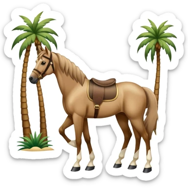 Saudi Arabian horse, standing proudly, palm trees in background sticker