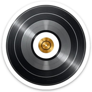 A dark metal platinum music award plaque The center features a relief of a or stylized vinyl record in a slightly darker metallic tone sticker