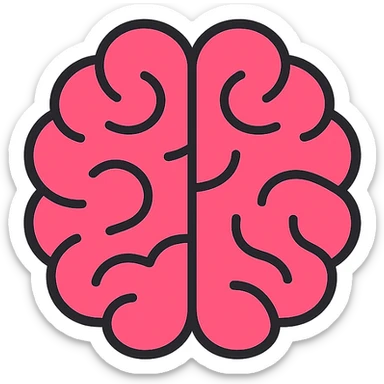 brain icon with lineal color and black outlines sticker