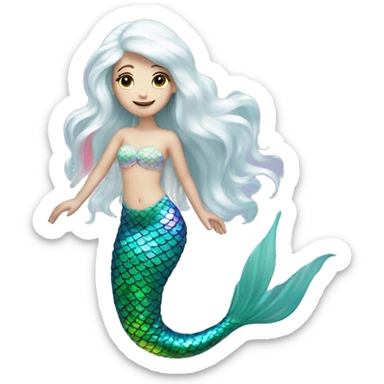 Iridescent mermaid white girl with iridescent tail sticker