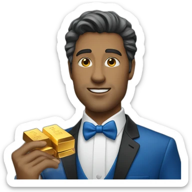 Posh-man-with-blue-suit-offering-goldbar sticker