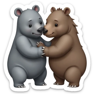 Bear and rhino hugging sticker