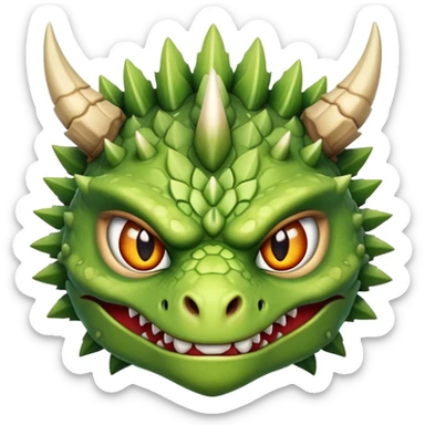 Spiny dragonkin face, warrior with bony scaly face, almond lime eyes sticker